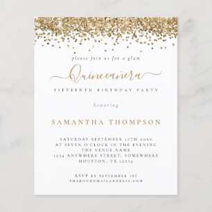 PAPEL   Invitación a la Purpurina de oro de moda Q