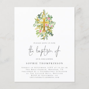PAPEL   Invitación al bautismo cruzado de eucalipt