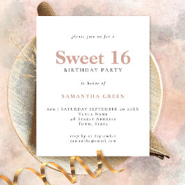 PAPEL Invitación de Cumpleaños Sweet 16 Simple Tex