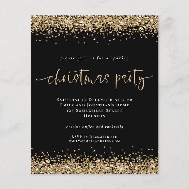 PAPEL | Invitación de Fiesta de Navidades negros P (Frente)
