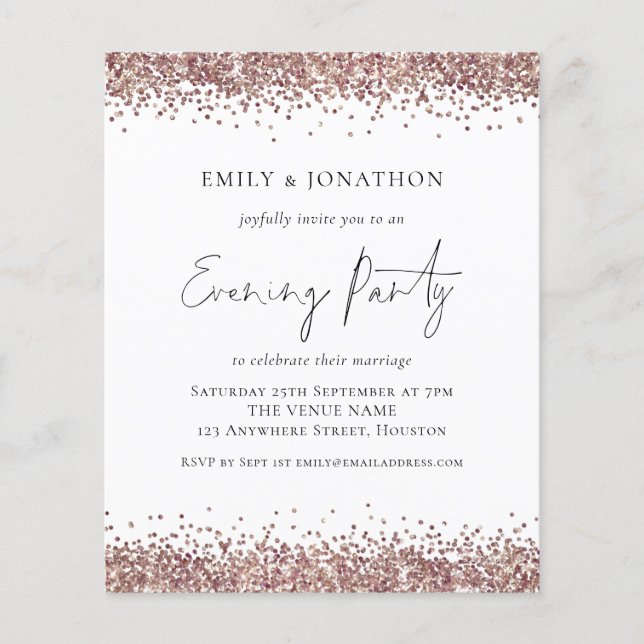 PAPEL | Invitación de Tarde con Purpurina de Oro R (Frente)
