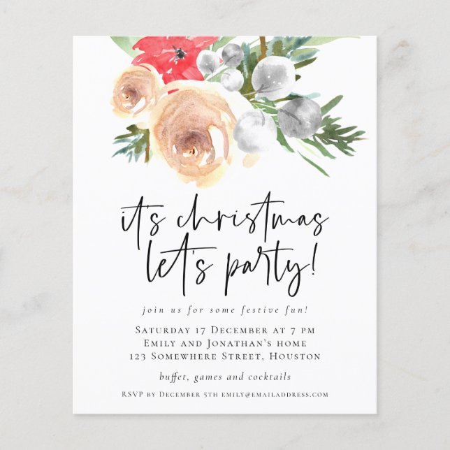PAPEL | Invitación Fiesta a Navidades de Winter Fl (Frente)