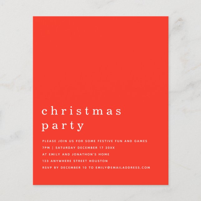 PAPEL | Invitación mínima de Fiesta de Navidades b (Frente)