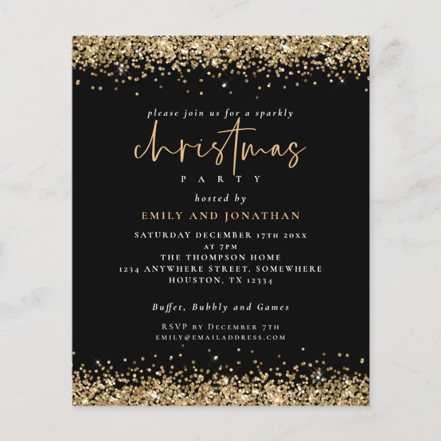PAPEL | Invitación negra de Fiesta Navidades Purpu (Frente)