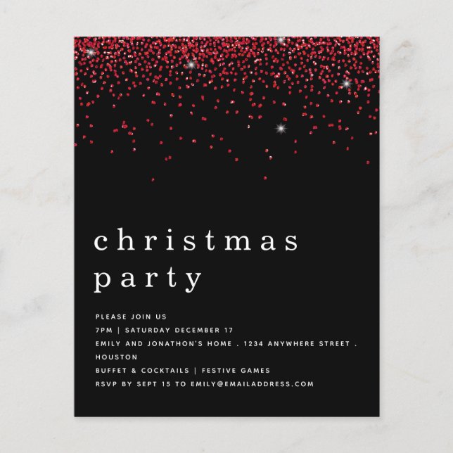 PAPEL | Invitación negra del Fiesta Navidades Purp (Frente)