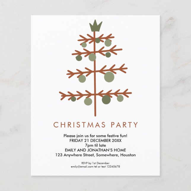 PAPEL | Invitación Simple de Árbol de Navidad para (Frente)