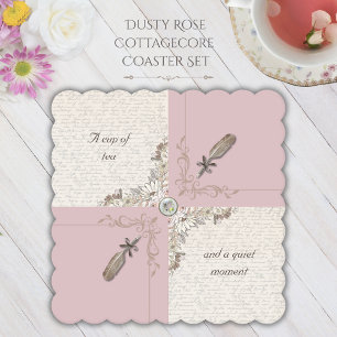 Papel Juego de 6 Posavasos Cottagecore Rosa Polvoriento