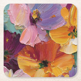 Papel Juego de Posavasos Cuadrado de Pintura Floral con 