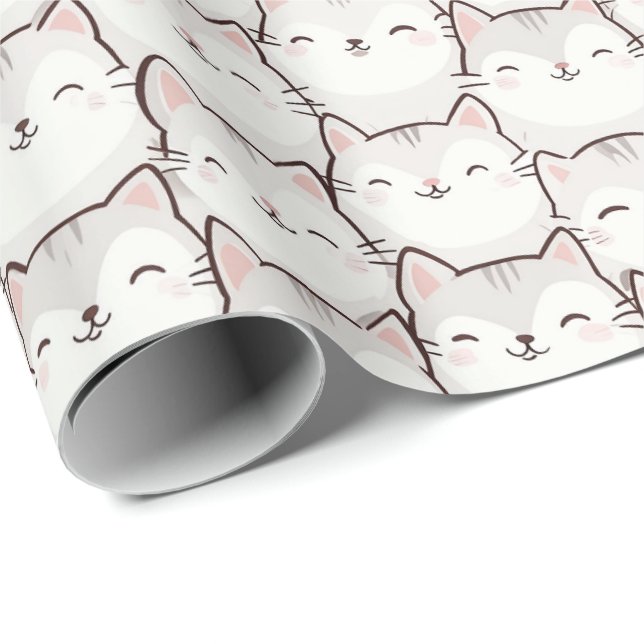 Papel juguetón de gato sonriente juguetón - Adorab (Esquina del rollo)