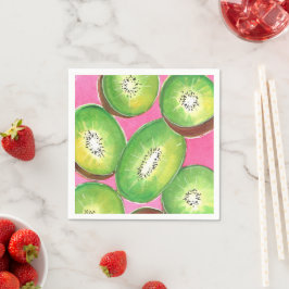 Papel Kiwi sobre la servilleta de cóctel rosa neblina ve