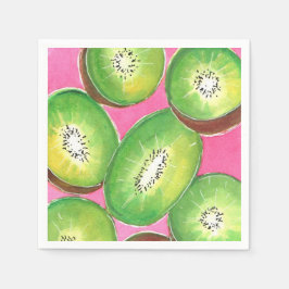 Papel Kiwi sobre la servilleta de cóctel rosa neblina ve