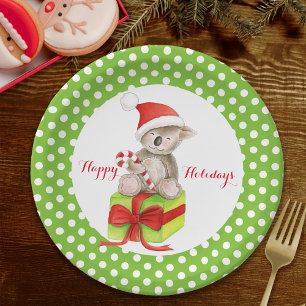 Papel Koala oso Feliz feriado fiesta verde plato de pape
