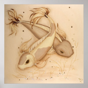 Papel Koi Carp Japonés Pintando Arte Imprimir