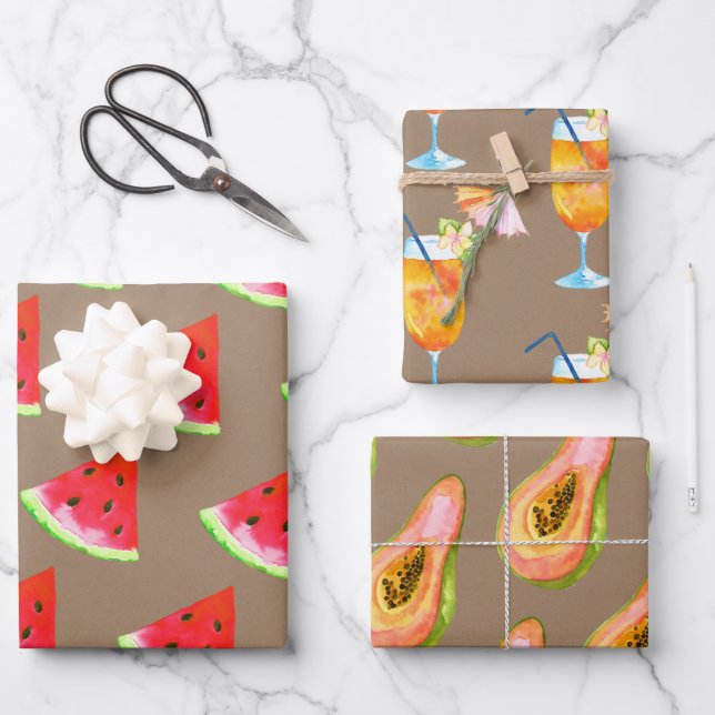 Papel Kraft Cocktails tropicales (Anverso)