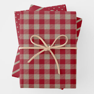 Papel Kraft Falso con Cuadros, Rayas y Lunares