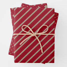 Papel Kraft Falso con Estrellas, Rayas y Lunares