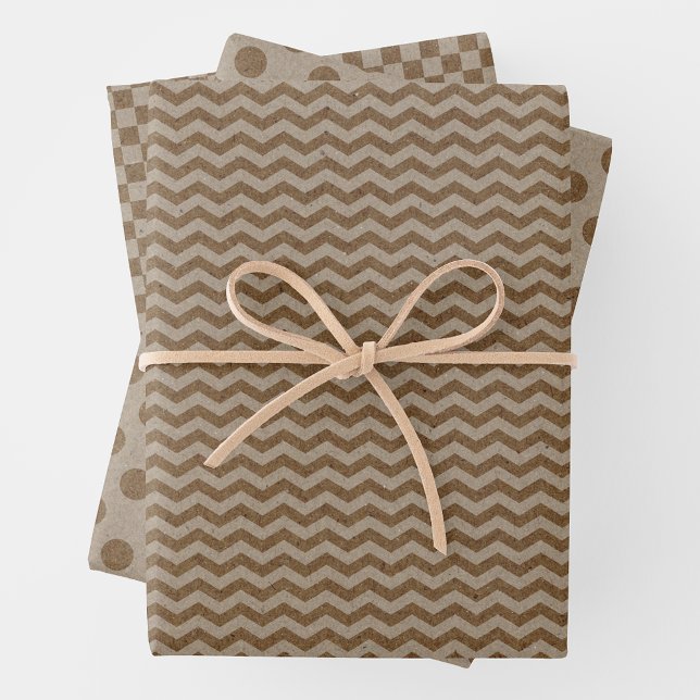 Papel Kraft Falso con Patrones de Papel Kraft Fals (Faux Kraft Paper w/ Dark Faux Kraft Paper Multi-Patterns)