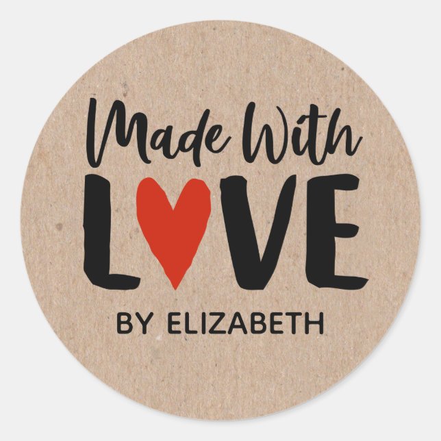 Papel Kraft Hecho Con Pegatina Del Corazón De Amor (Anverso)