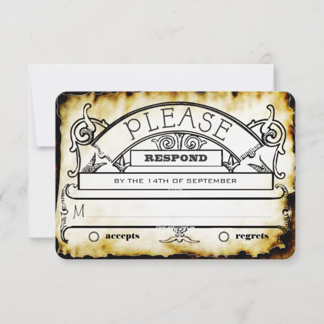 Papel Kraft Marrón Tipografía Medieval Boda RSVP (Anverso)