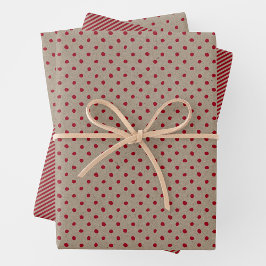 Papel Kraft Marrón y Rojo Falso con Múltiples Patr