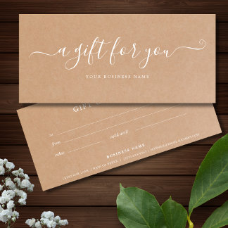 Papel Kraft para certificado de regalo de negocios