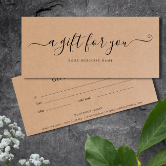Papel Kraft para certificado de regalo de negocios