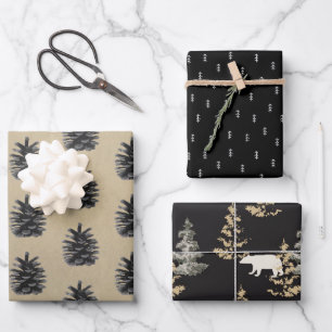 Papel Kraft Rústico   Boceto de Árbol de Navidad M