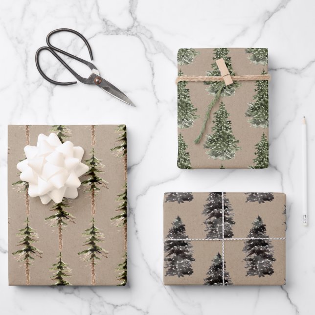 Papel kraft rústico de invierno de madera SpruceTr (Anverso)