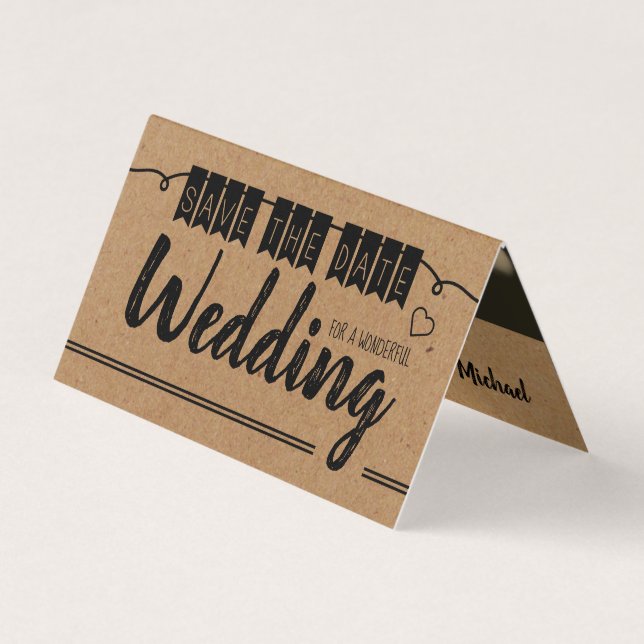 Papel Kraft Vintage, Foto Guardar Tarjeta De Fecha (Anverso)