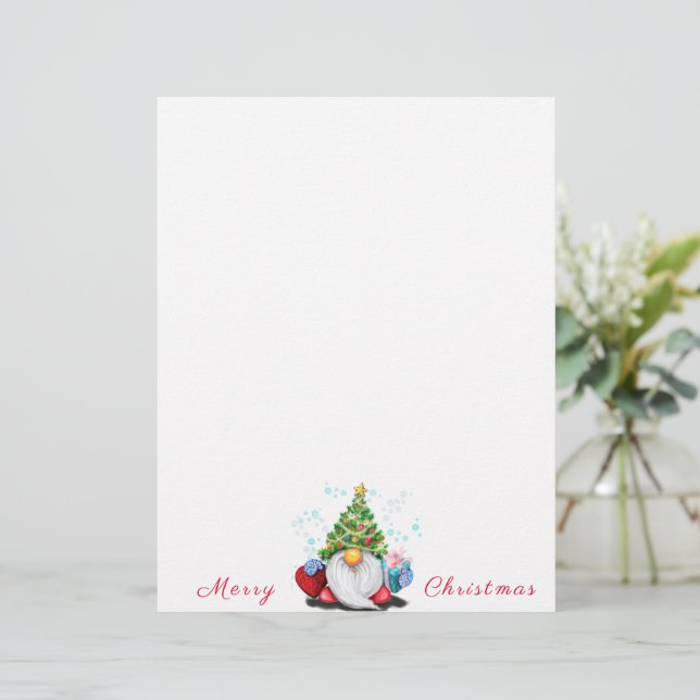 Papel letterhead con gnomo de Navidad (Anverso de pie)