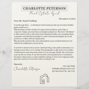 Papel Letterhead de Bienes Raíces Personalizado en