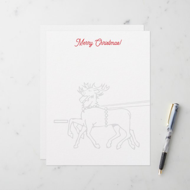 Papel letterhead de Navidad con dibujo de renos de (Anverso/Reverso In Situ)