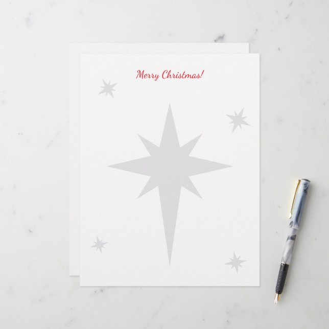 Papel letterhead de Navidad con estrella de Belén (Anverso/Reverso In Situ)