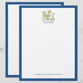 Papel letterhead floral de acuarela pintado a mano
