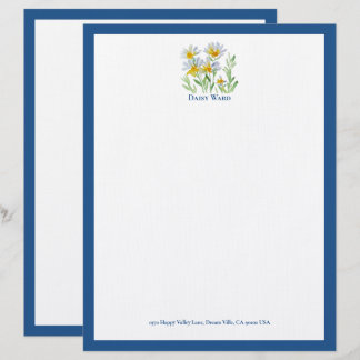 Papel letterhead floral de acuarela pintado a mano