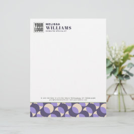 Papel Letterhead Geométrico Lavanda Retro Moderno