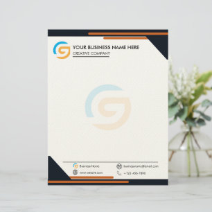Papel letterhead moderno negro y naranja
