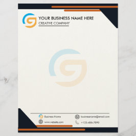 Papel letterhead moderno negro y naranja