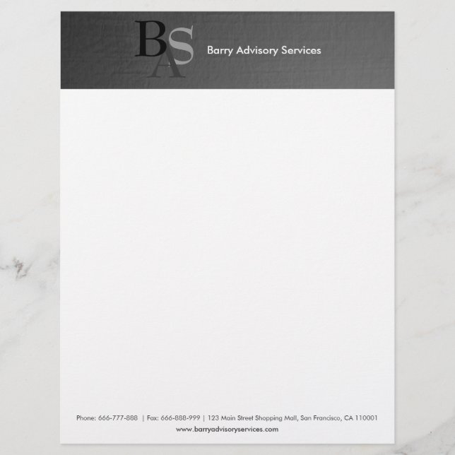 Papel letterhead profesional moderno negro simple (Anverso)