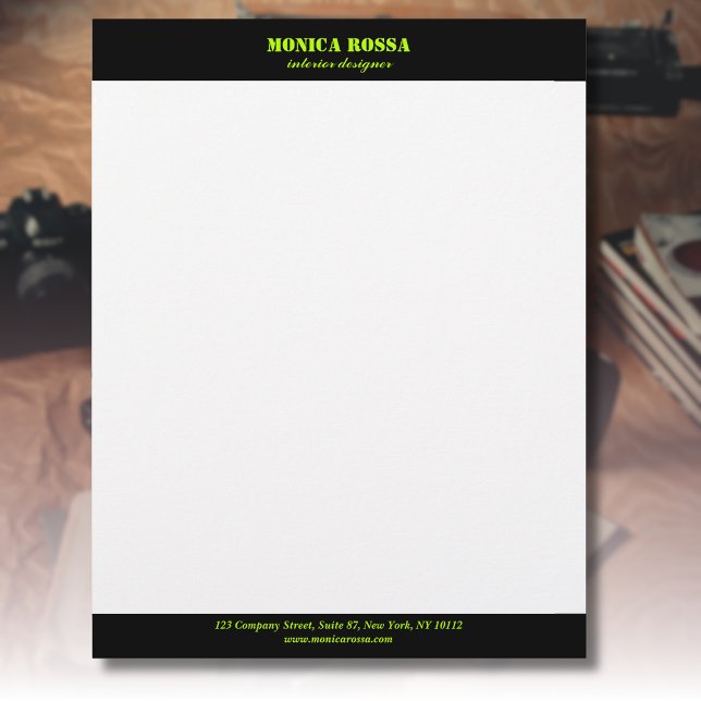 Papel Letterhead Profesional Simple Moderno Neón L (Subido por el creador)
