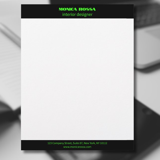 Papel Letterhead Verde Neón Moderno Profesional Si (Subido por el creador)