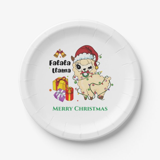 Papel Llama de Navidad Plato de Cartón (Anverso)