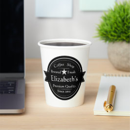 Papel Logotipos de cafeterías personalizados en vasos de