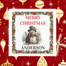 Los Navidades de Snowman Cute quieren servilleta d