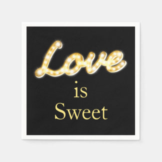 Papel Luces de Marquee El amor es dulce Servilleta negro