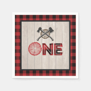 Papel Lumberjack Primera servilleta de cumpleaños - Ejes