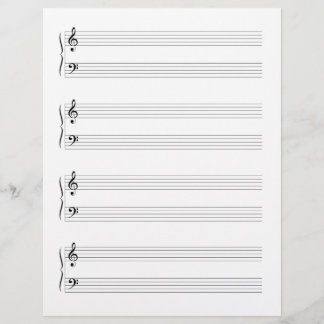Papel manuscrito de música de Grand Staffs de dobl