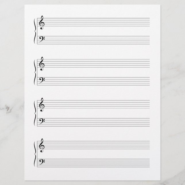 Papel manuscrito de música de Grand Staffs de dobl (Anverso)