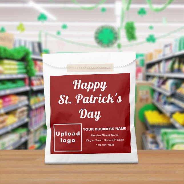 Papel Marca de negocio roja, Día de San Patricio, Bolsa  (Red business brand with St. Patrick's Day greeting on paper bag)