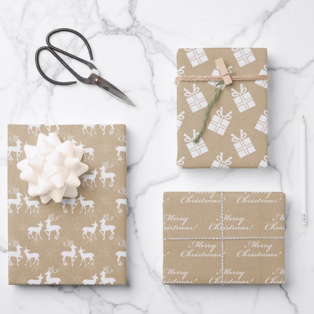 Papel marrón claro con diseños de Navidades (Anverso)